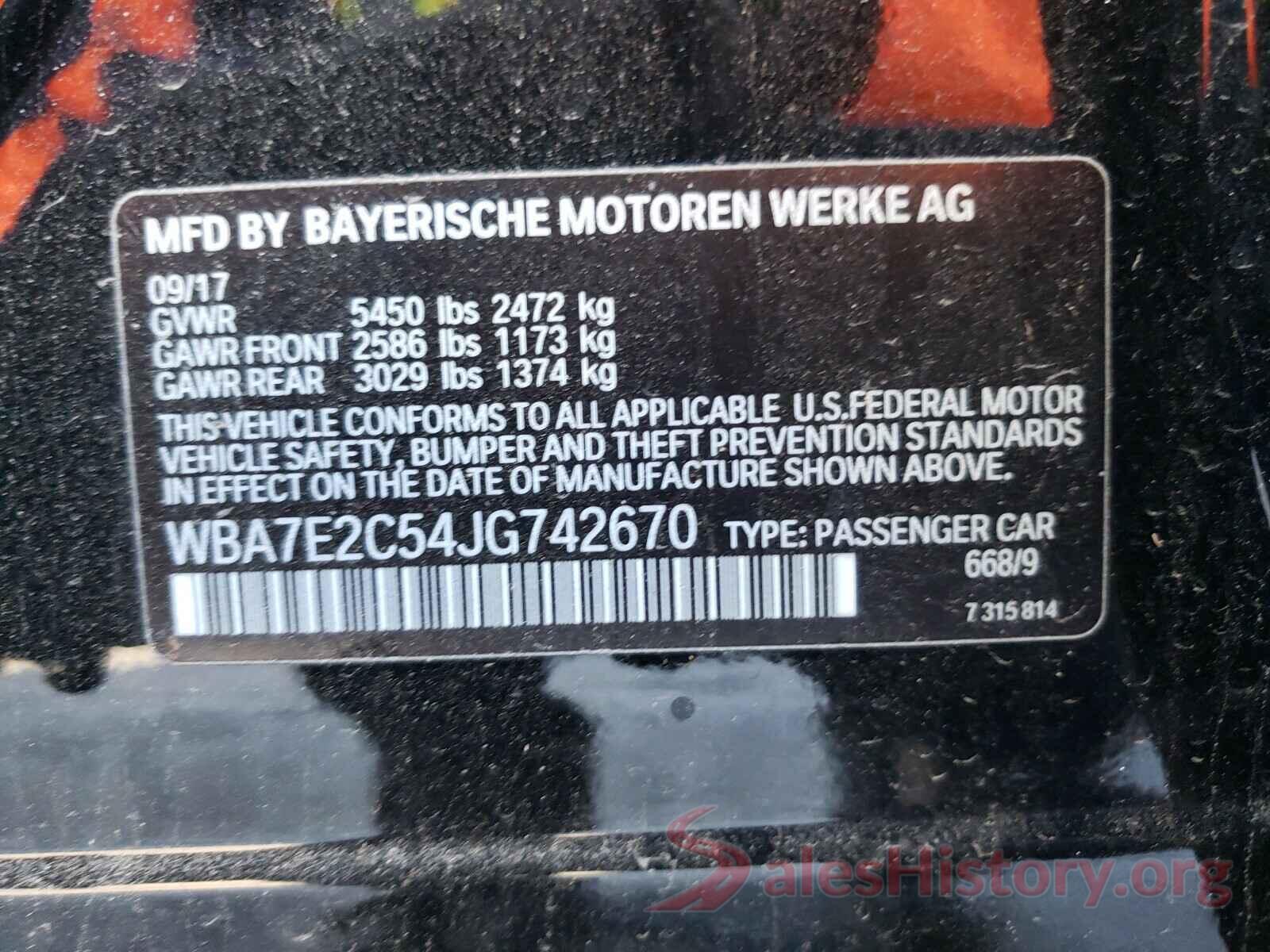 WBA7E2C54JG742670 2018 BMW 7 SERIES