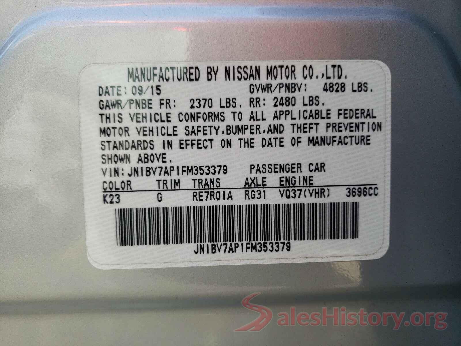 3VV3B7AX8MM001025 2015 INFINITI Q50