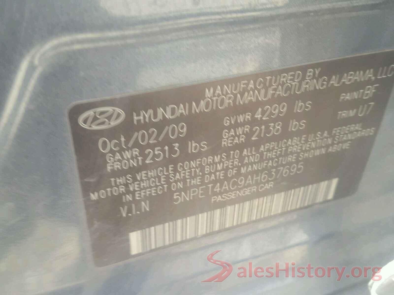 3C4NJCBB2KT730596 2010 HYUNDAI SONATA