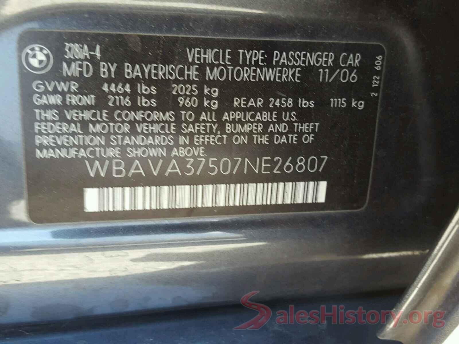 3CZRU5G59GM703723 2007 BMW 3 SERIES