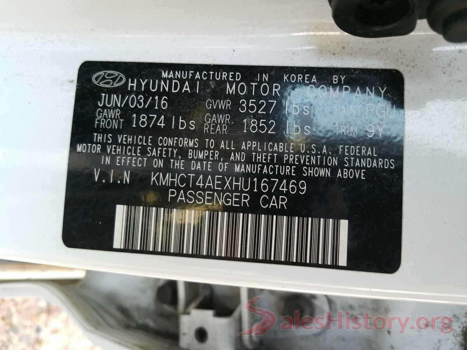 KMHCT4AEXHU167469 2017 HYUNDAI ACCENT