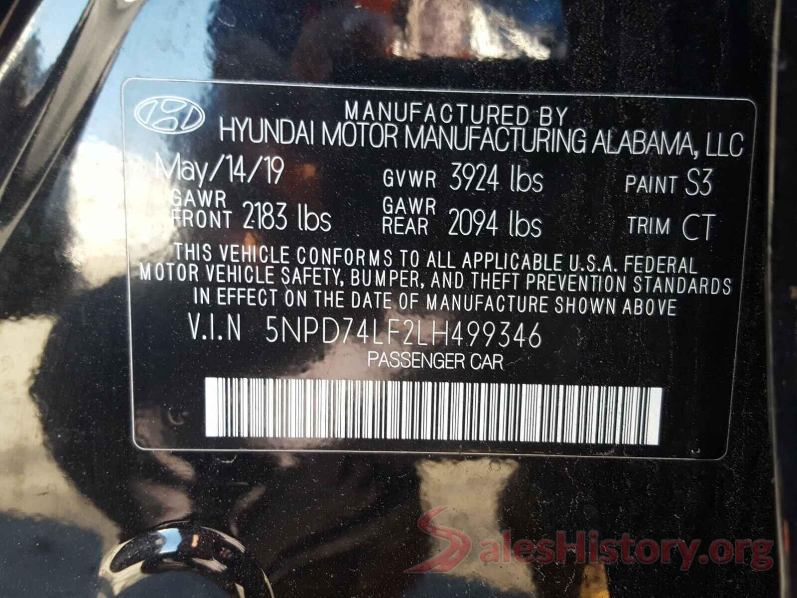 5NPD74LF2LH499346 2020 HYUNDAI ELANTRA