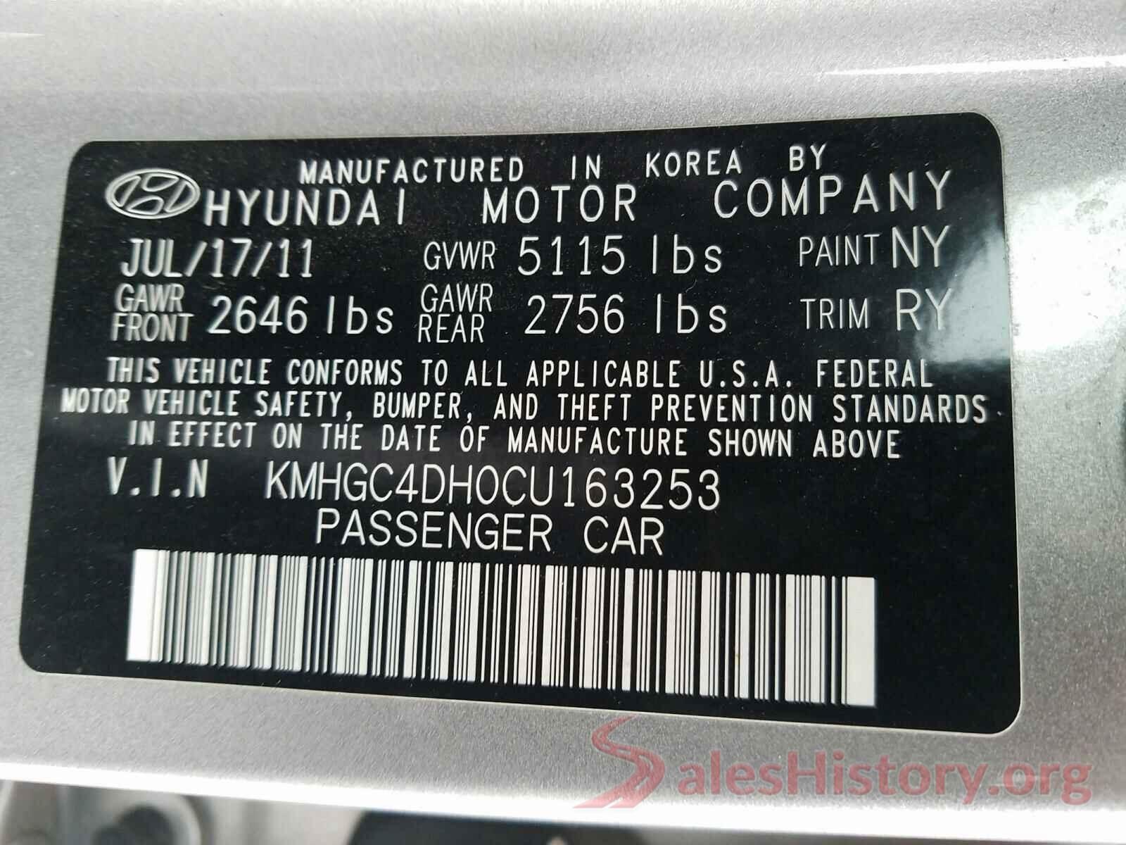 JTDS4RCE3LJ033131 2012 HYUNDAI GENESIS