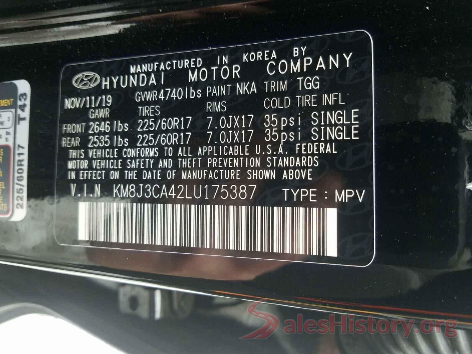 KM8J3CA42LU175387 2020 HYUNDAI TUCSON