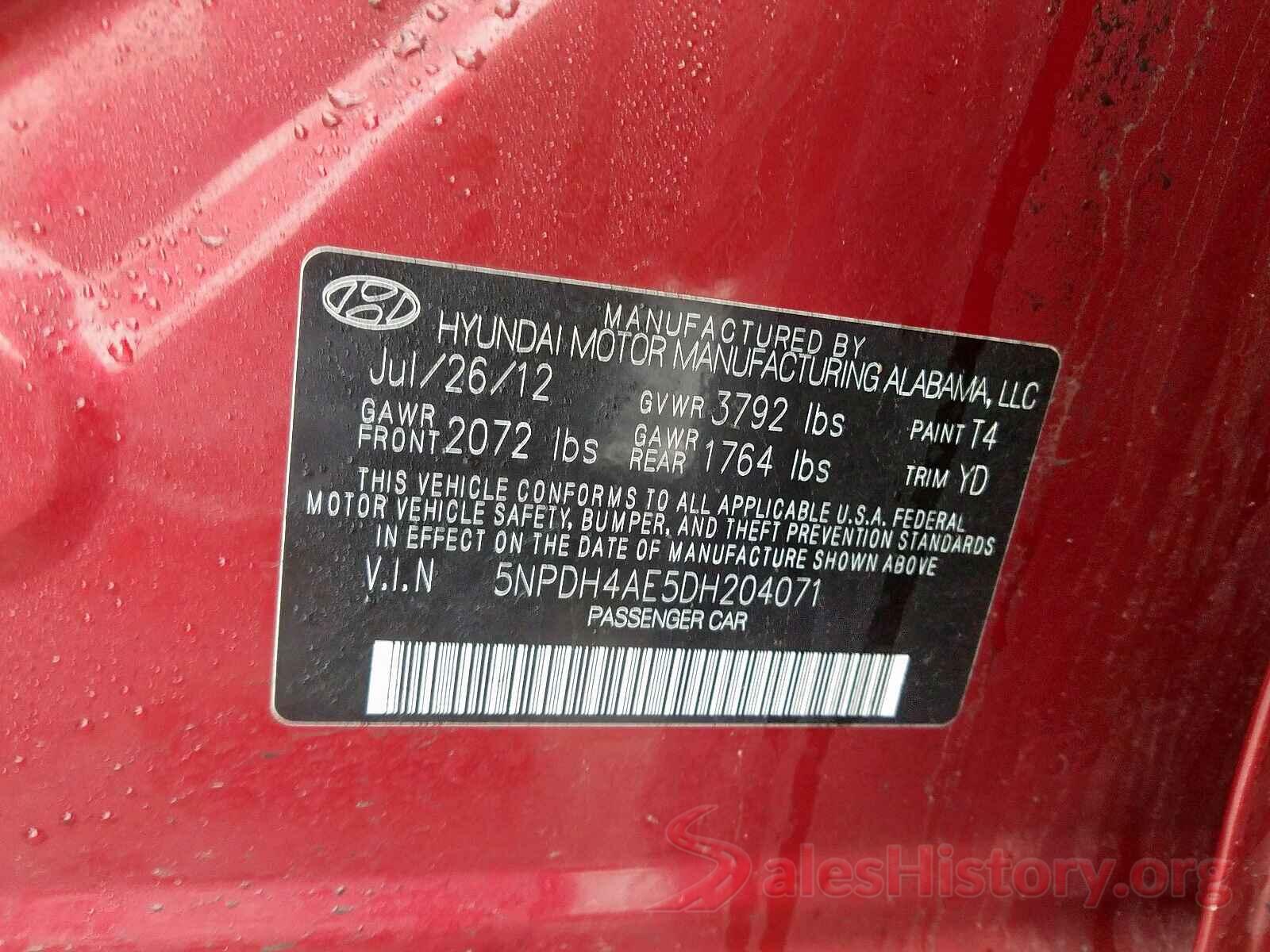 4T1BF1FK0GU206942 2013 HYUNDAI ELANTRA