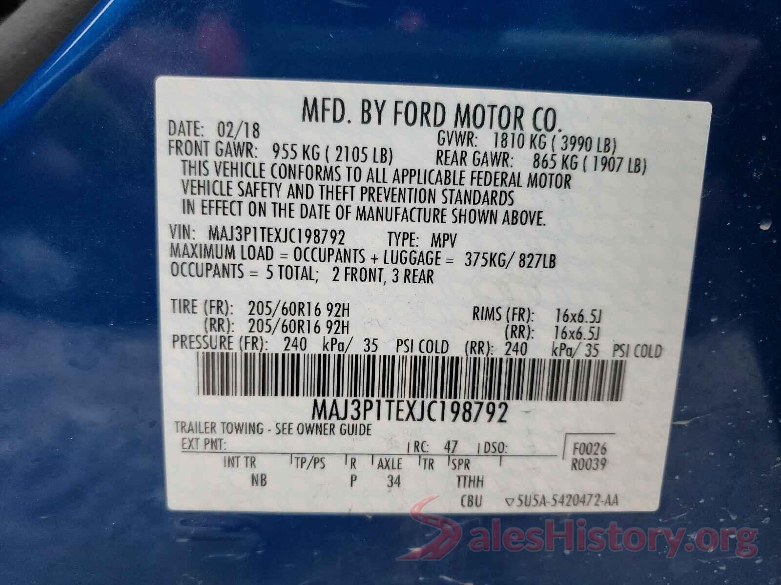 MAJ3P1TEXJC198792 2018 FORD ALL OTHER