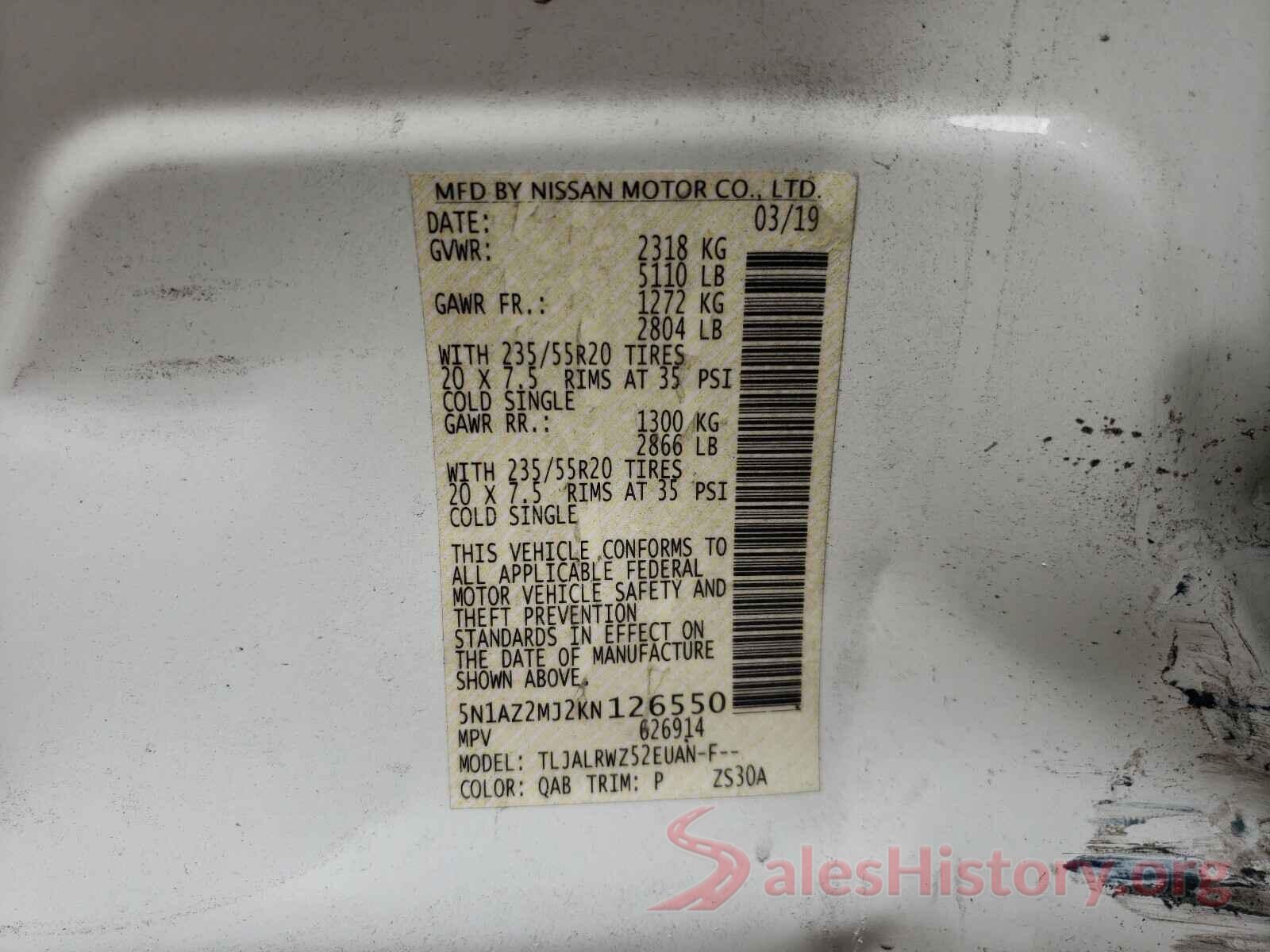 5N1AZ2MJ2KN126550 2019 NISSAN MURANO