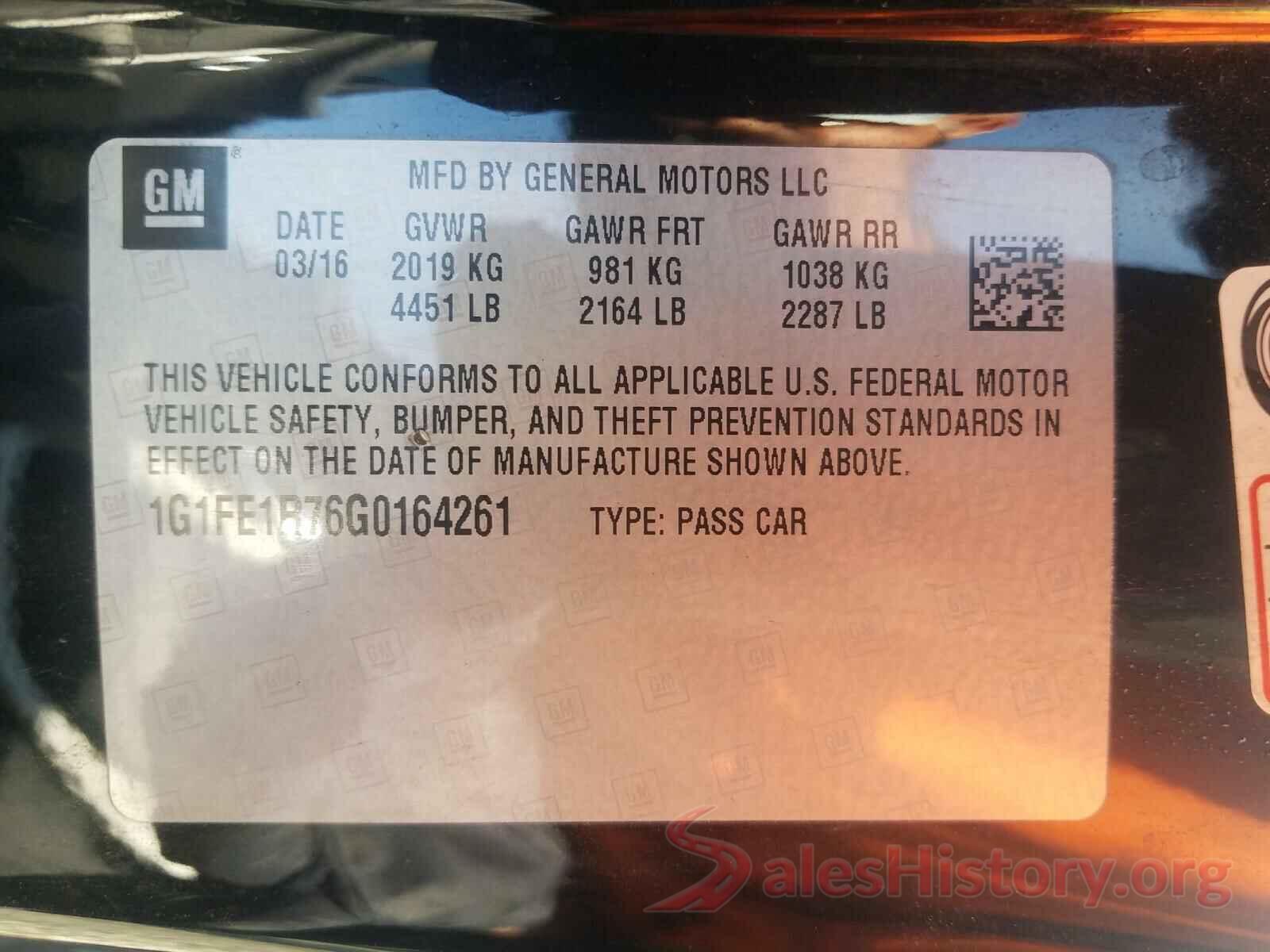 1G1FE1R76G0164261 2016 CHEVROLET CAMARO