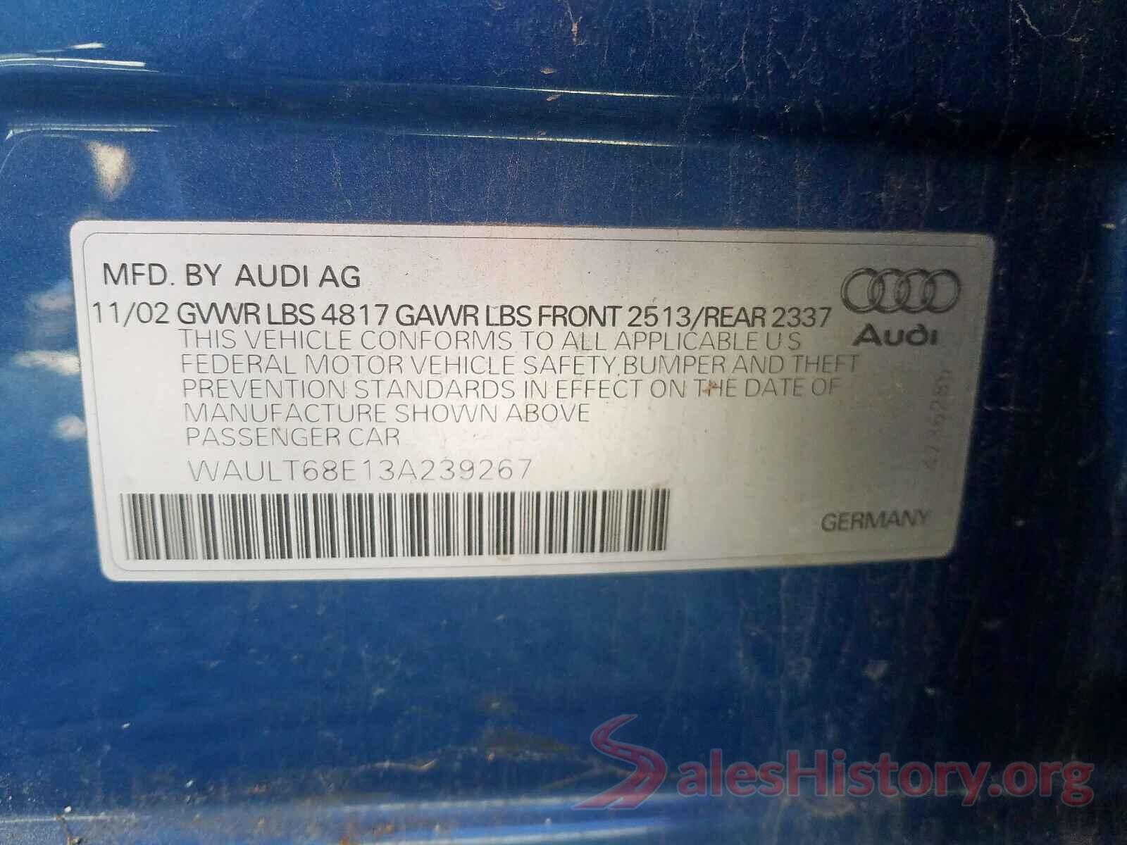 WBAJA5C55KWW48713 2003 AUDI A4