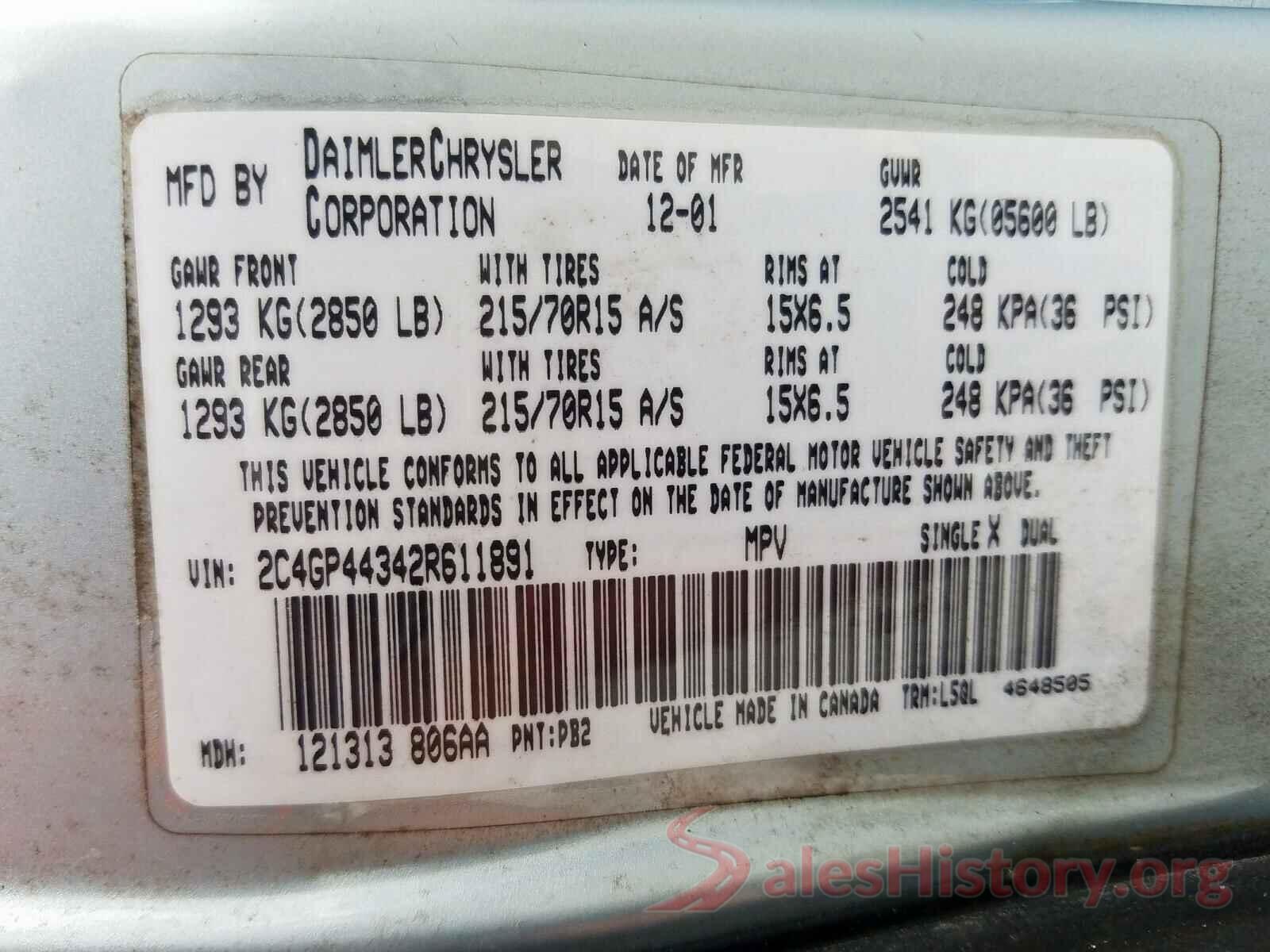 1HGCR2F3XGA151367 2002 CHRYSLER MINIVAN