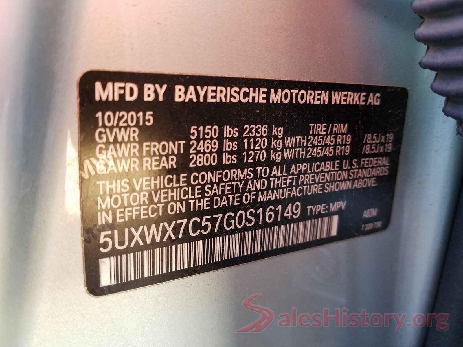 5UXWX7C57G0S16149 2016 BMW X3