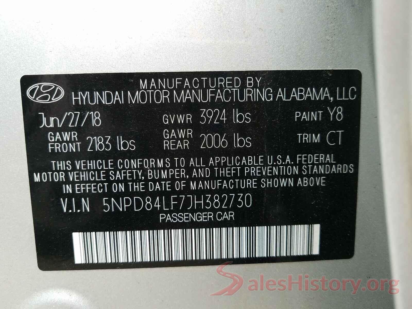 5NPD84LF7JH382730 2018 HYUNDAI ELANTRA