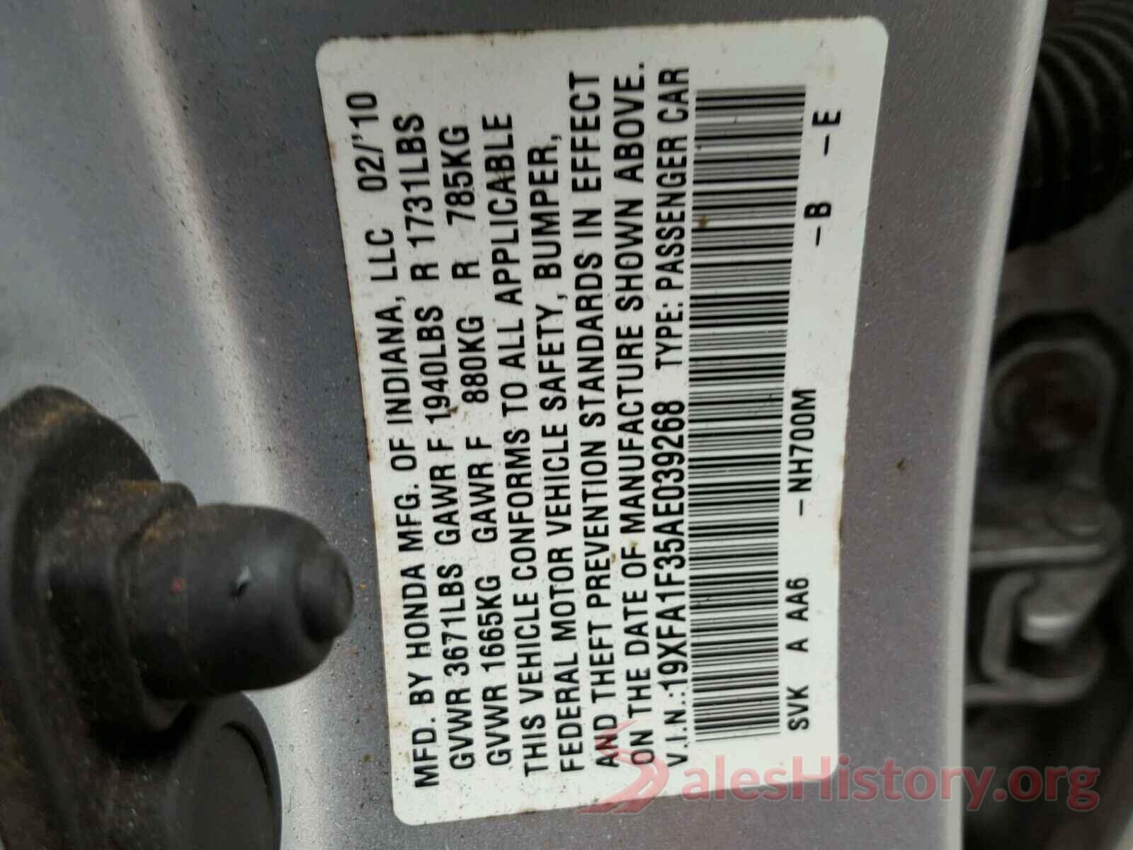 KNMAT2MV9KP534945 2010 HONDA CIVIC