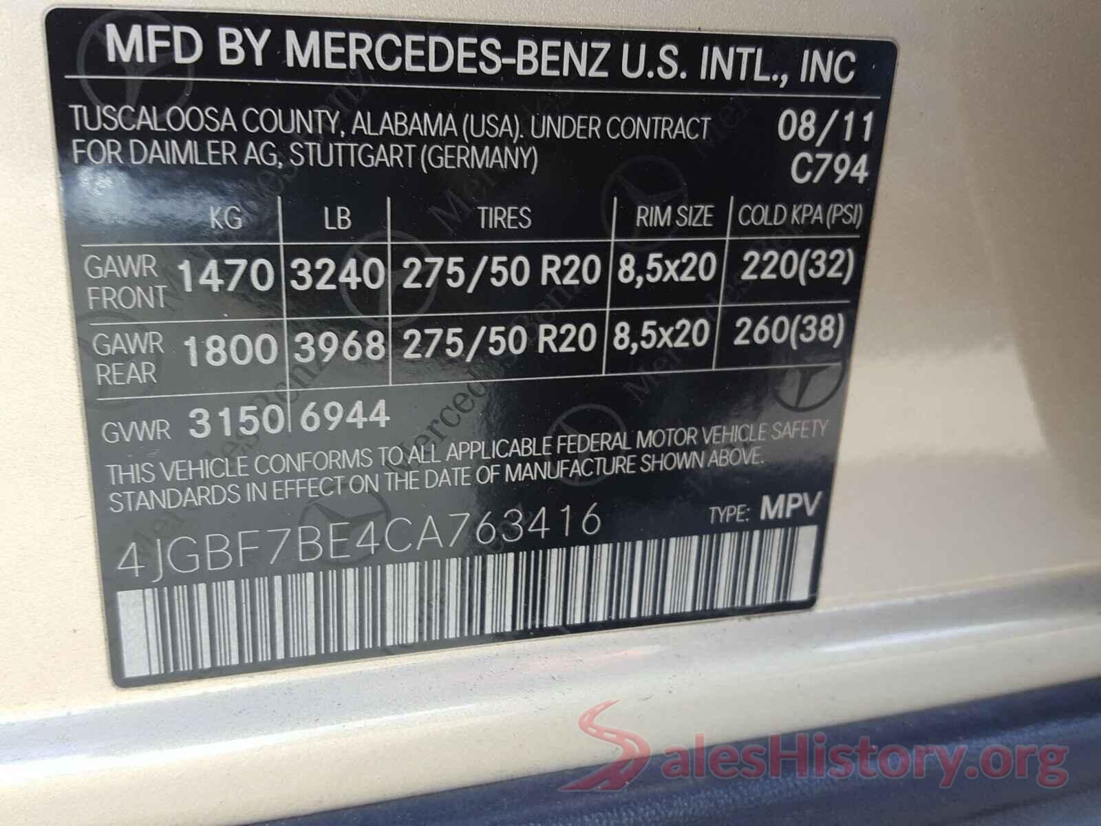 2T3P1RFV8KW027335 2012 MERCEDES-BENZ G CLASS