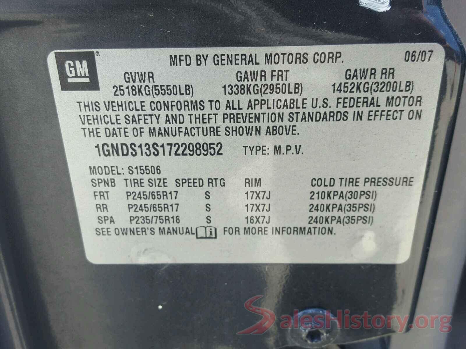 3KPFL4A7XJE200882 2007 CHEVROLET TRAILBLAZE