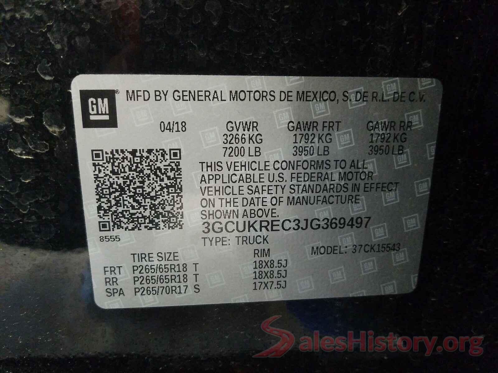 3GCUKREC3JG369497 2018 CHEVROLET SILVERADO