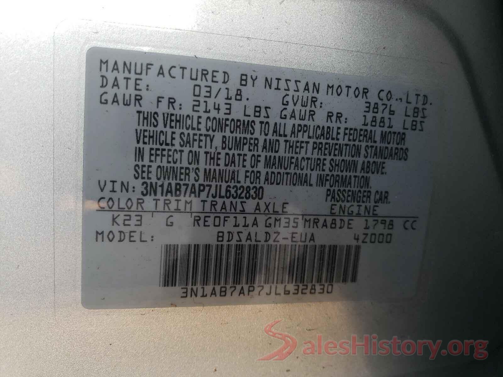 3N1AB7AP7JL632830 2018 NISSAN SENTRA