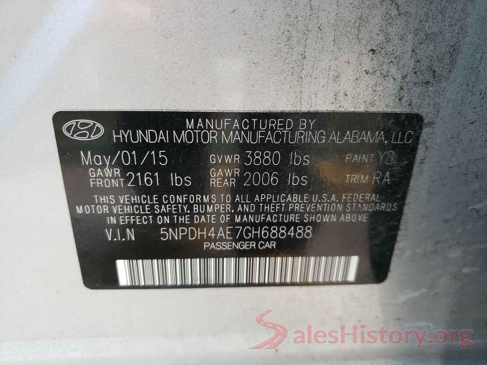 3N1CN8DV7LL878229 2016 HYUNDAI ELANTRA