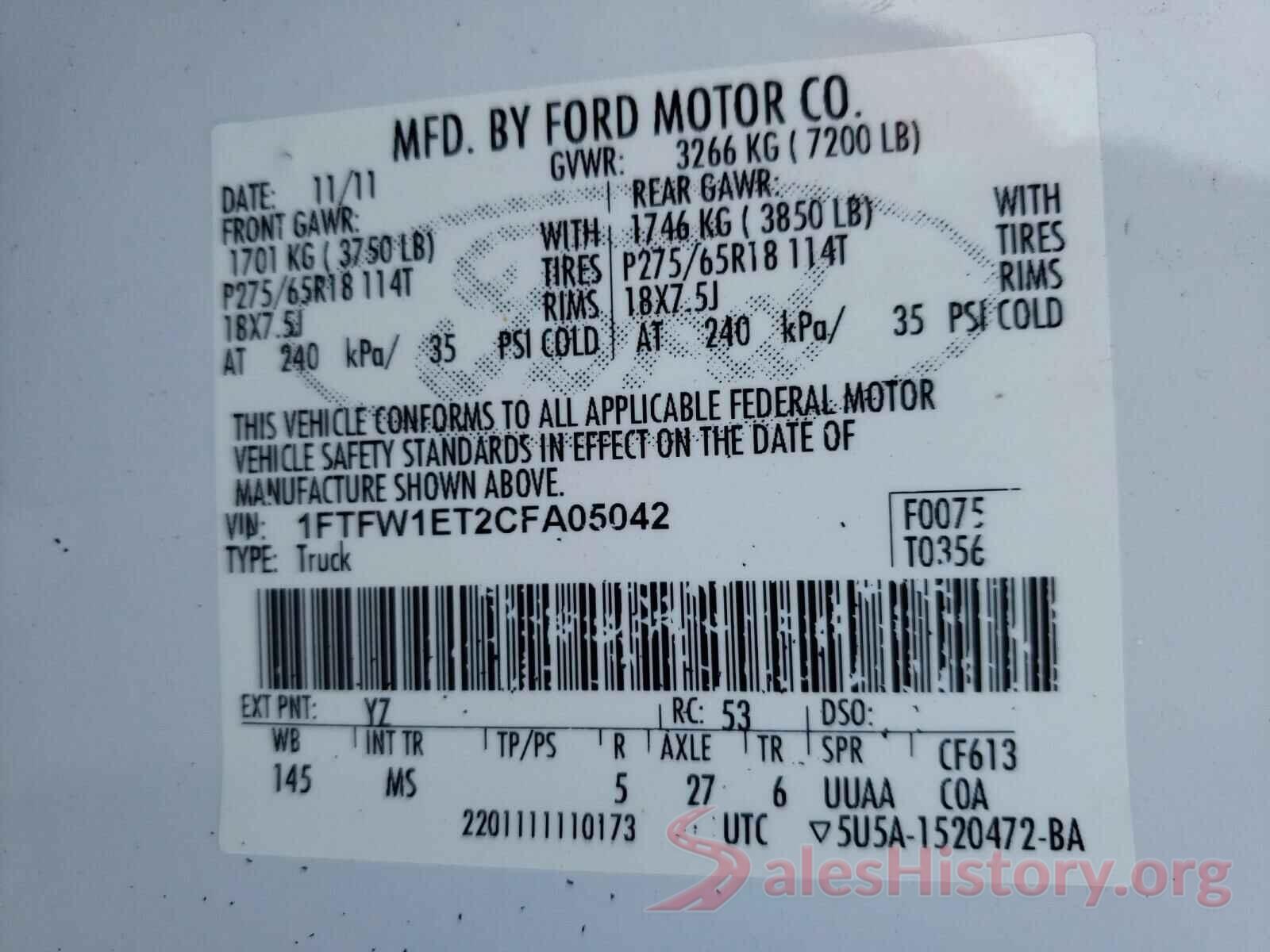 1FA6P0G70G5133241 2012 FORD F150