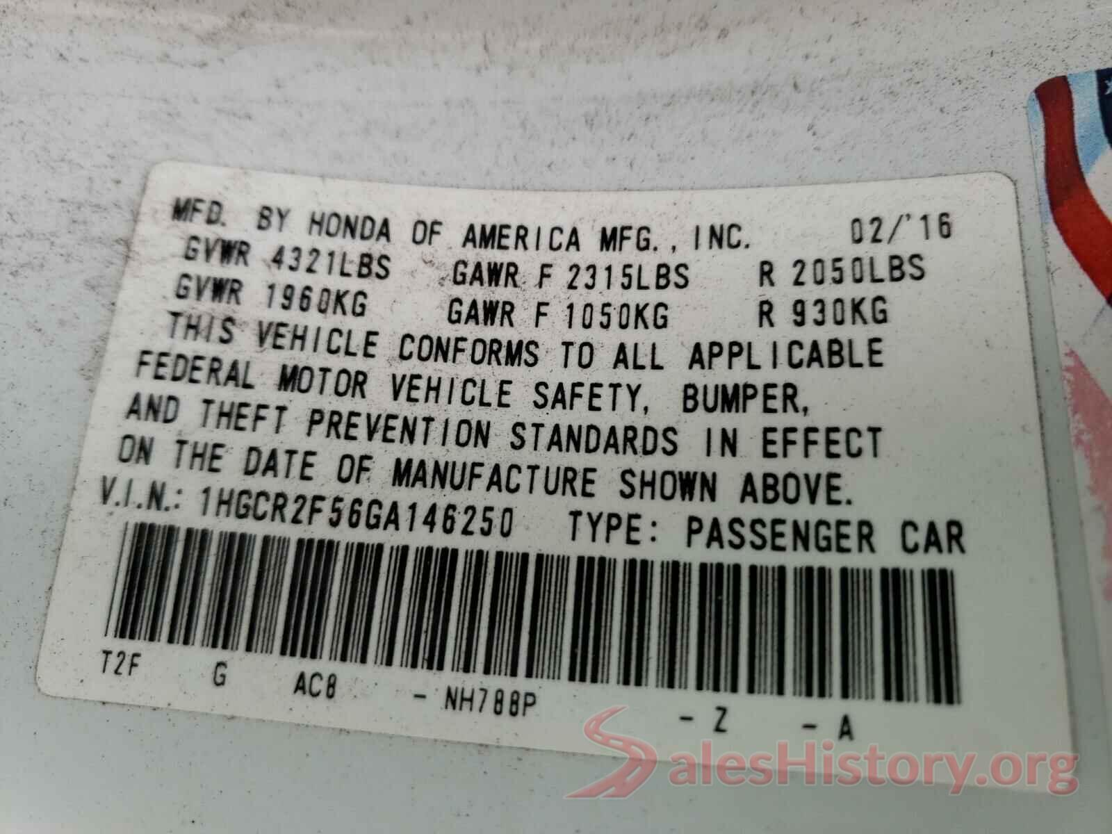 1HGCR2F56GA146250 2016 HONDA ACCORD