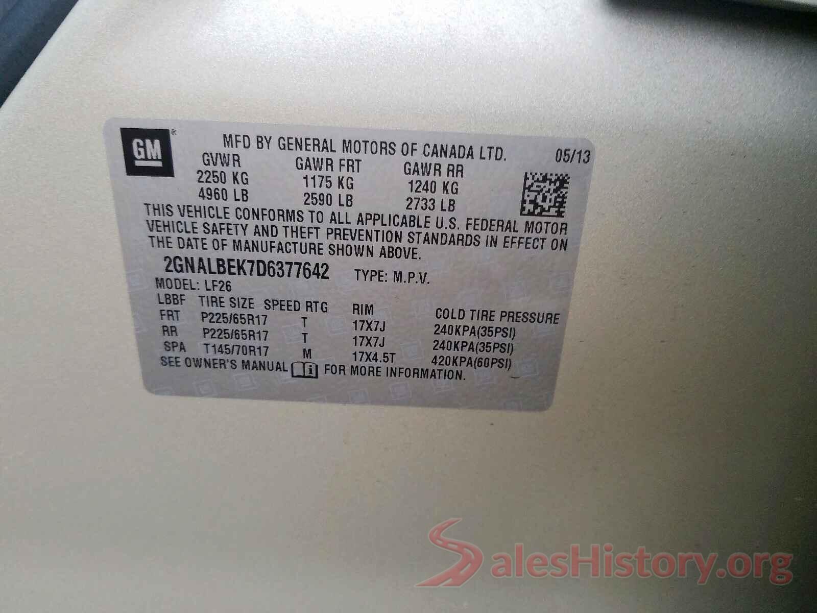 3VV3B7AX7JM081154 2013 CHEVROLET EQUINOX