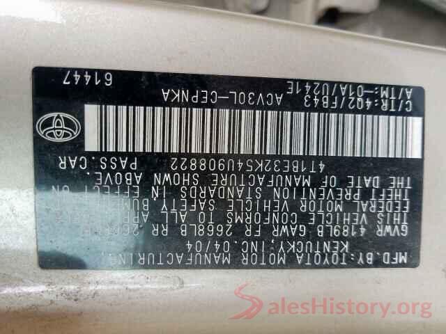 2T3G1RFVXMC168962 2004 TOYOTA CAMRY