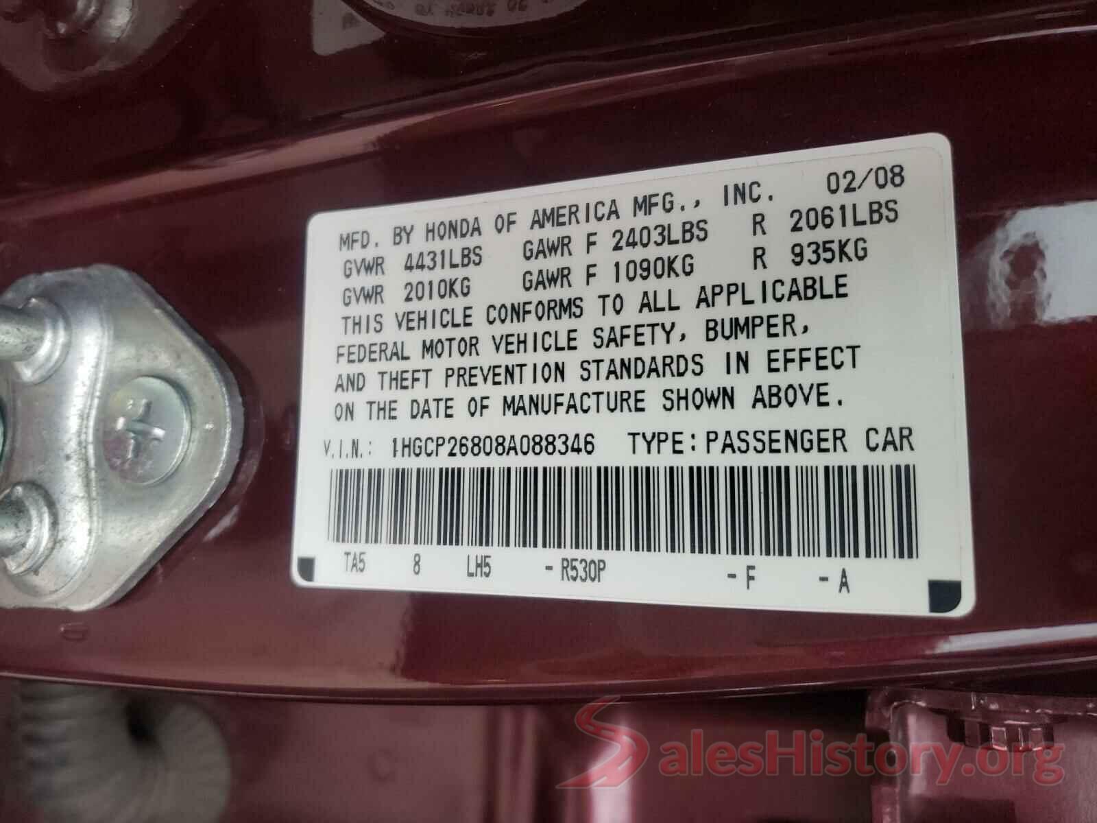 3N1AB7AP1JY284428 2008 HONDA ACCORD