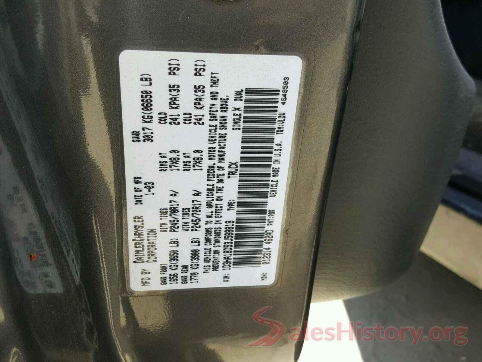 JA4AR3AW6JU015041 2003 DODGE RAM 1500