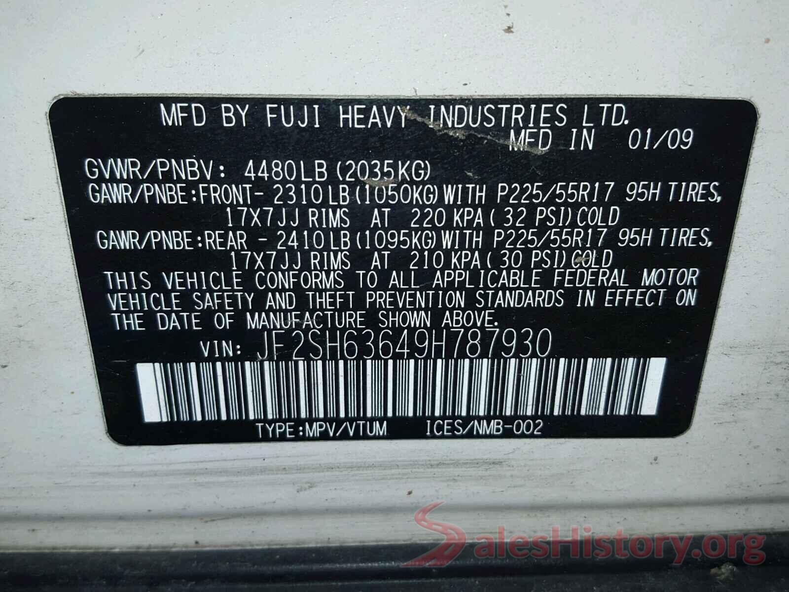 JTNKHMBX9J1006020 2009 SUBARU FORESTER