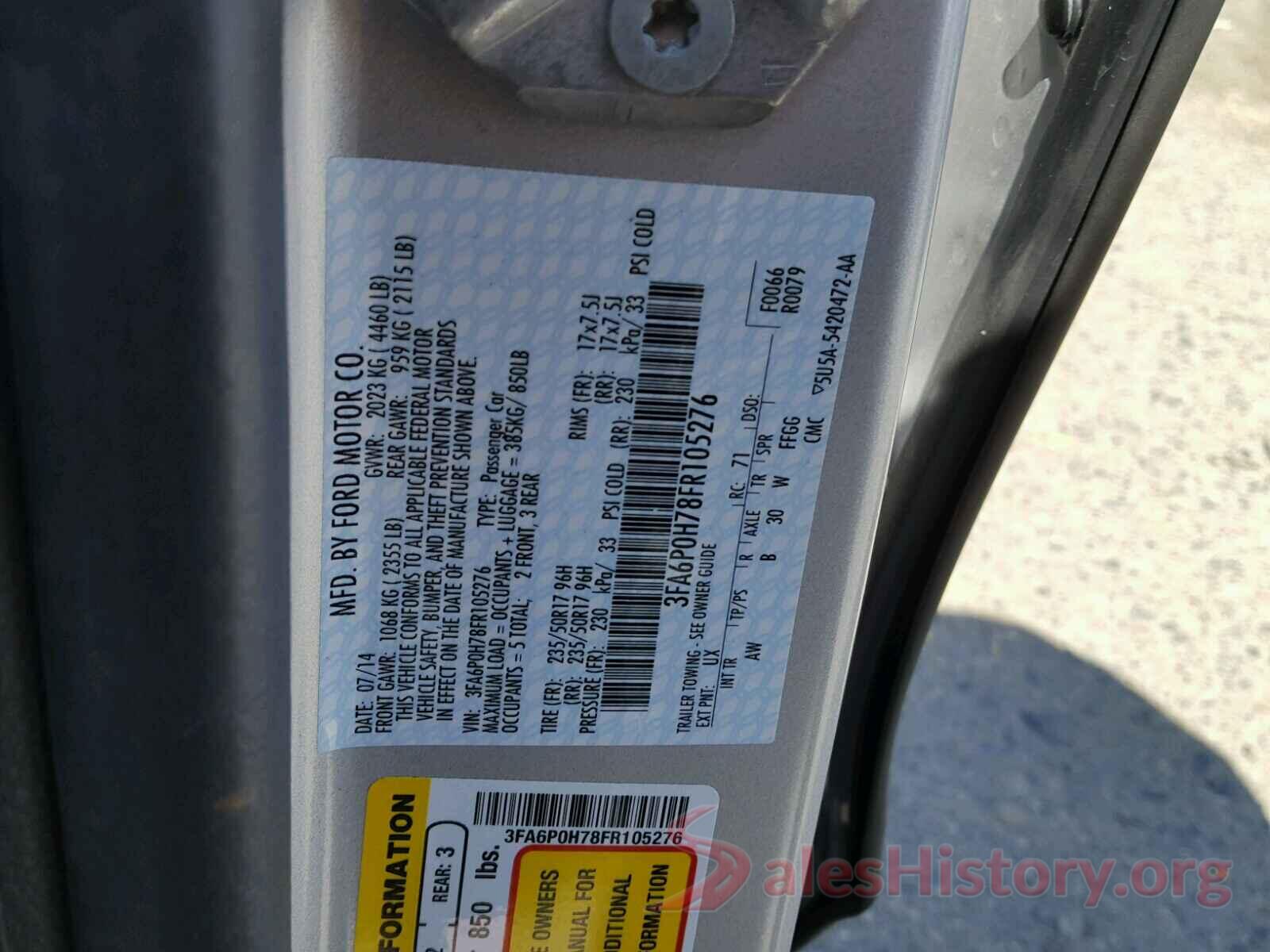 JTEBU5JR8K5674549 2015 FORD FUSION