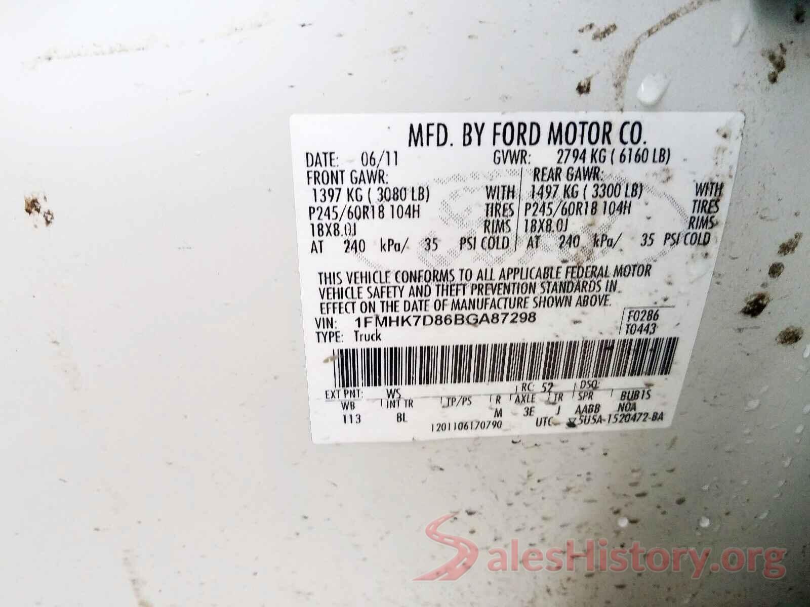 JM1DKDC78K0408308 2011 FORD EXPLORER