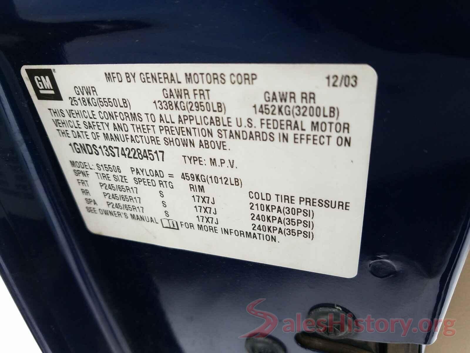 1HGCV2F36JA004238 2004 CHEVROLET BLAZER