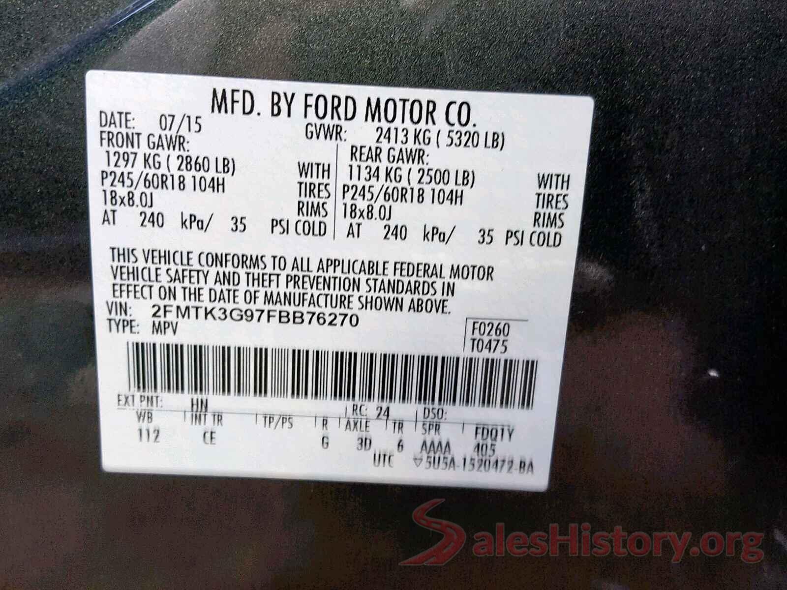 1FADP3F26GL368320 2015 FORD EDGE SE