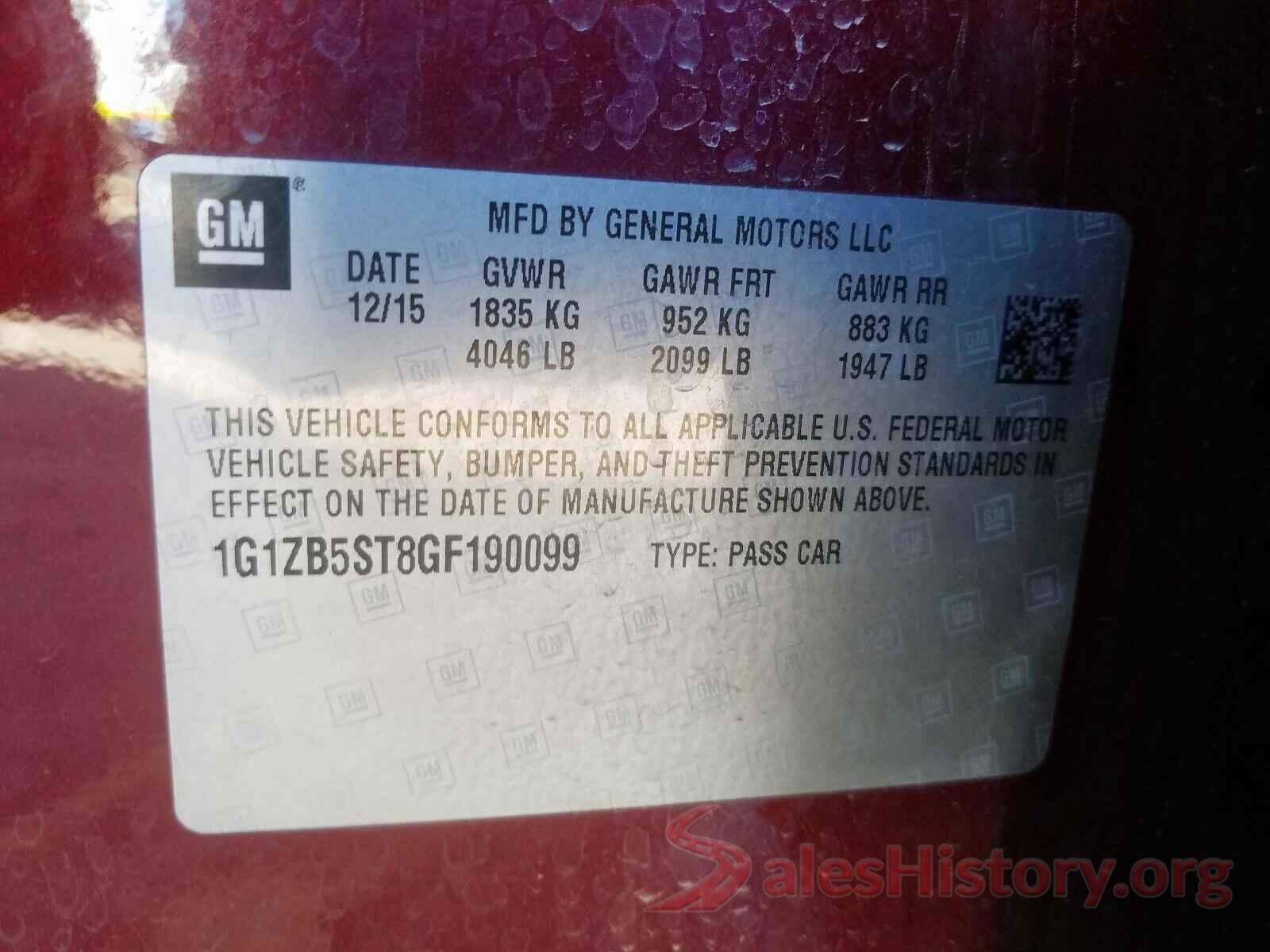 2HKRW5H34JH418714 2016 CHEVROLET MALIBU