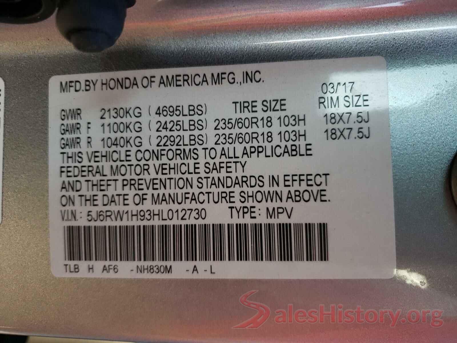 JF2SJADCXGH483848 2017 HONDA CRV