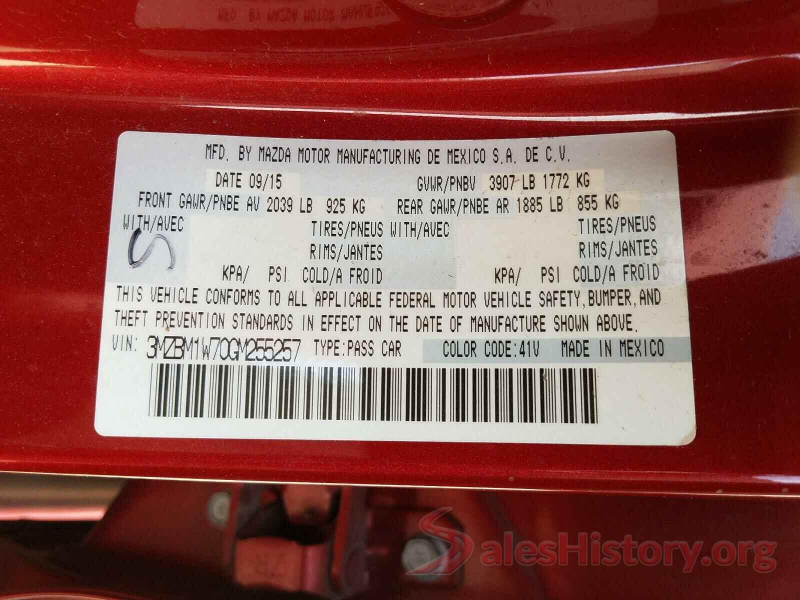 3MZBM1W70GM255257 2016 MAZDA 3