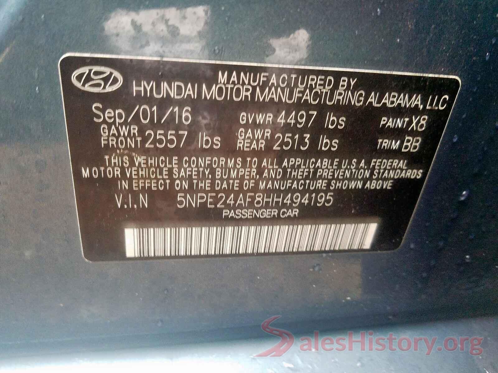 4T1BF1FK1HU280565 2017 HYUNDAI SONATA