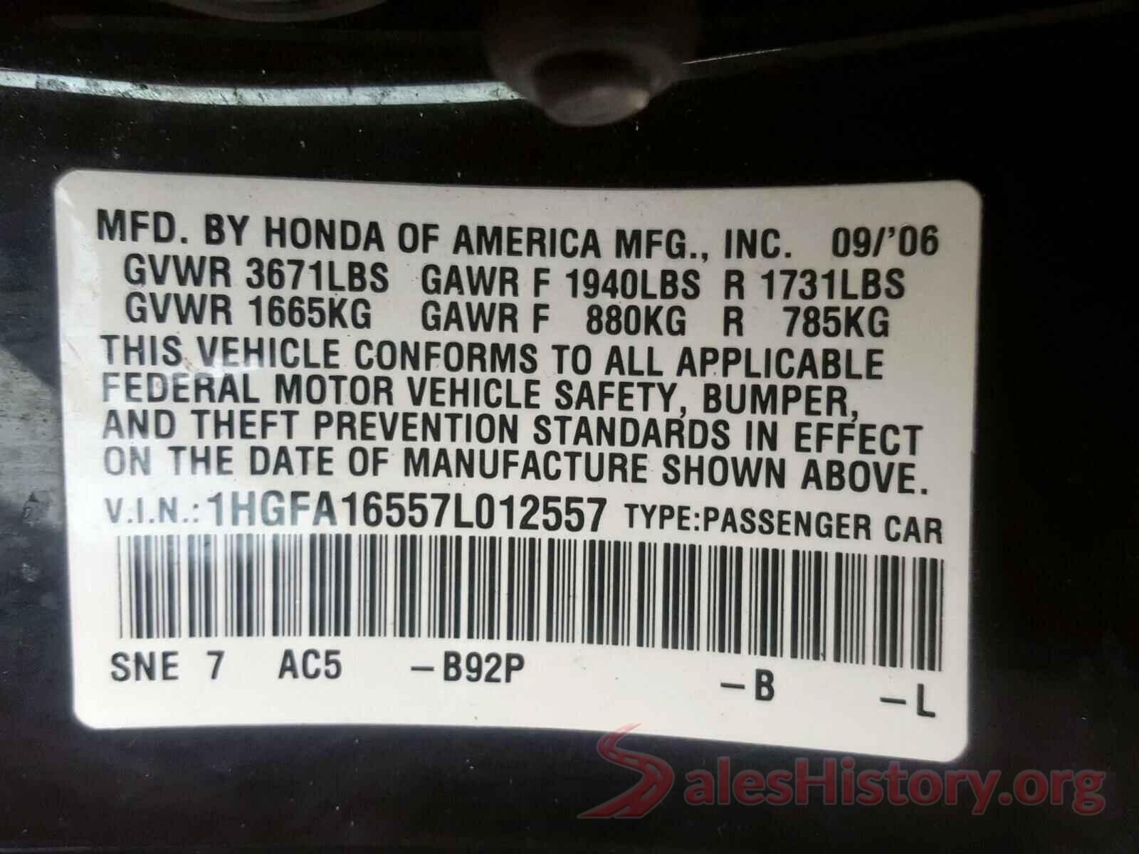 1N4AL3AP8HC207258 2007 HONDA CIVIC