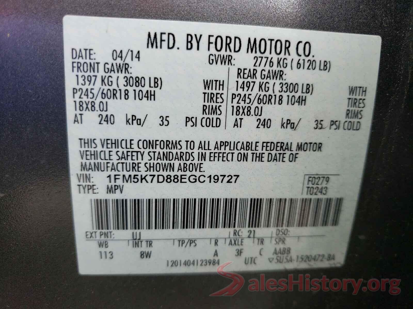 KM8K5CA59KU331382 2014 FORD EXPLORER