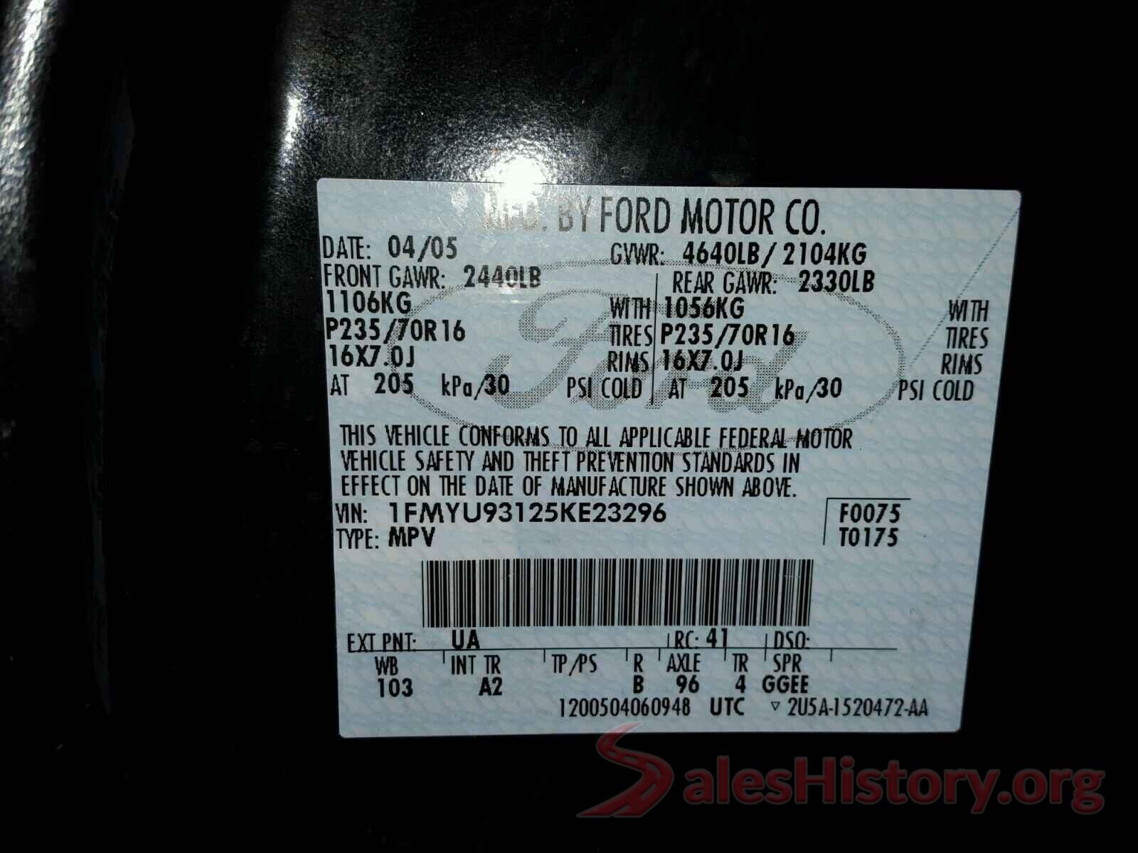 4T1BF1FK2HU696043 2005 FORD ESCAPE