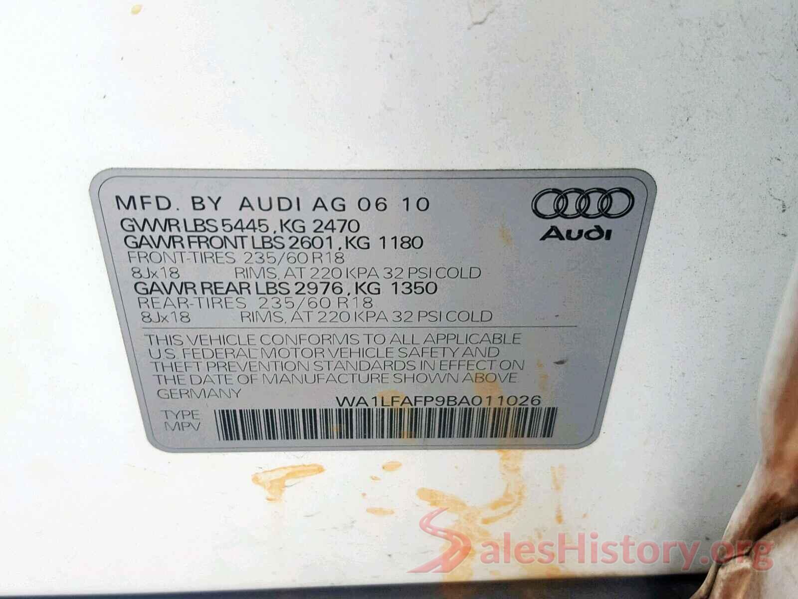 WVGBV7AX1GW555525 2011 AUDI Q5