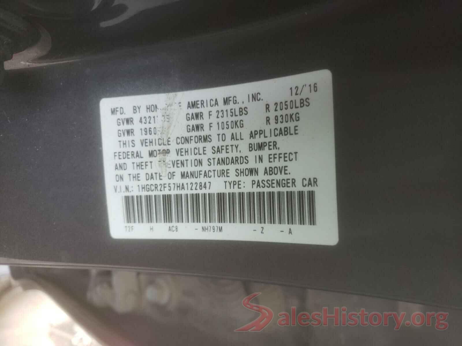 1HGCR2F57HA122847 2017 HONDA ACCORD