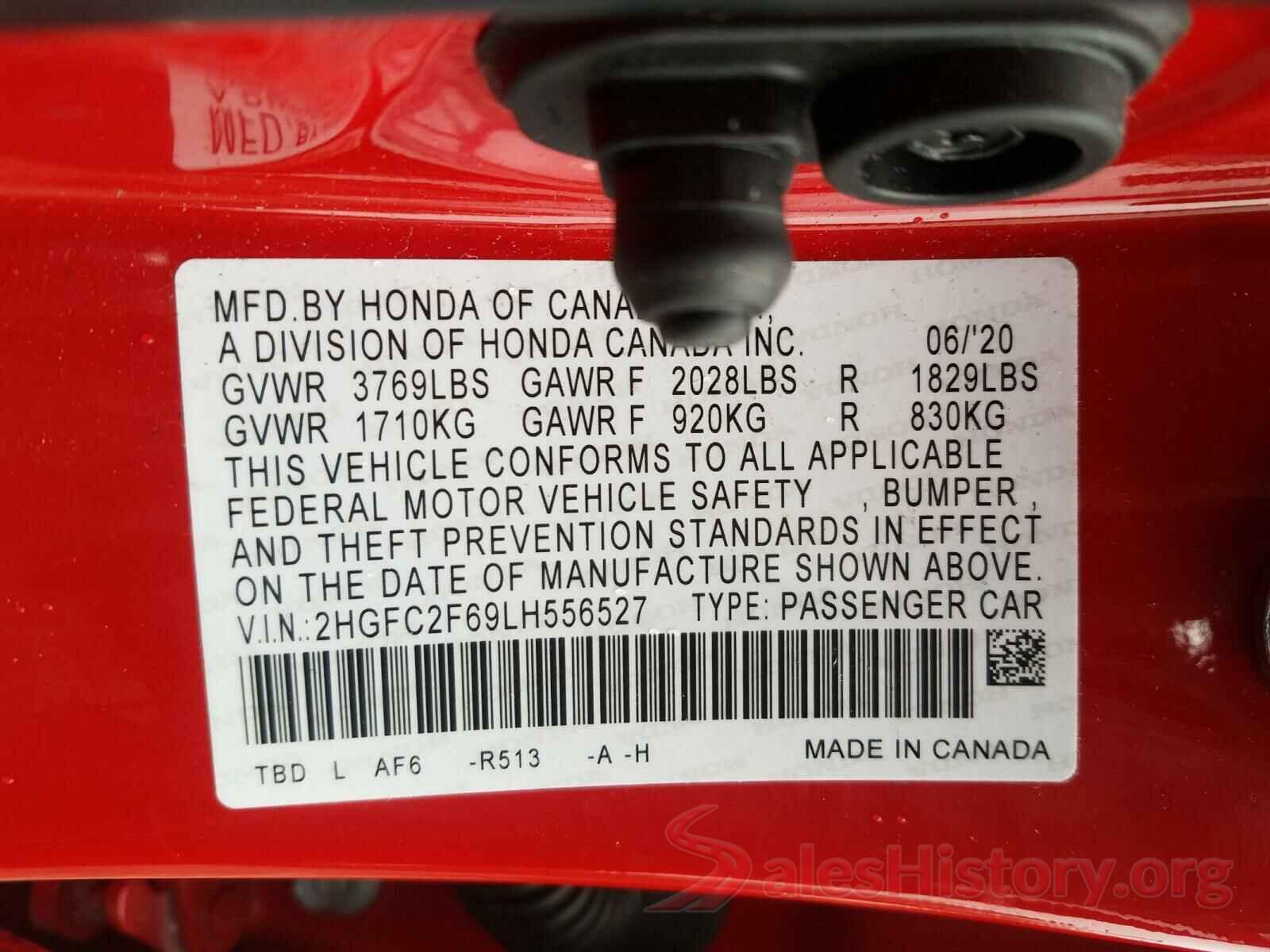 2HGFC2F69LH556527 2020 HONDA CIVIC