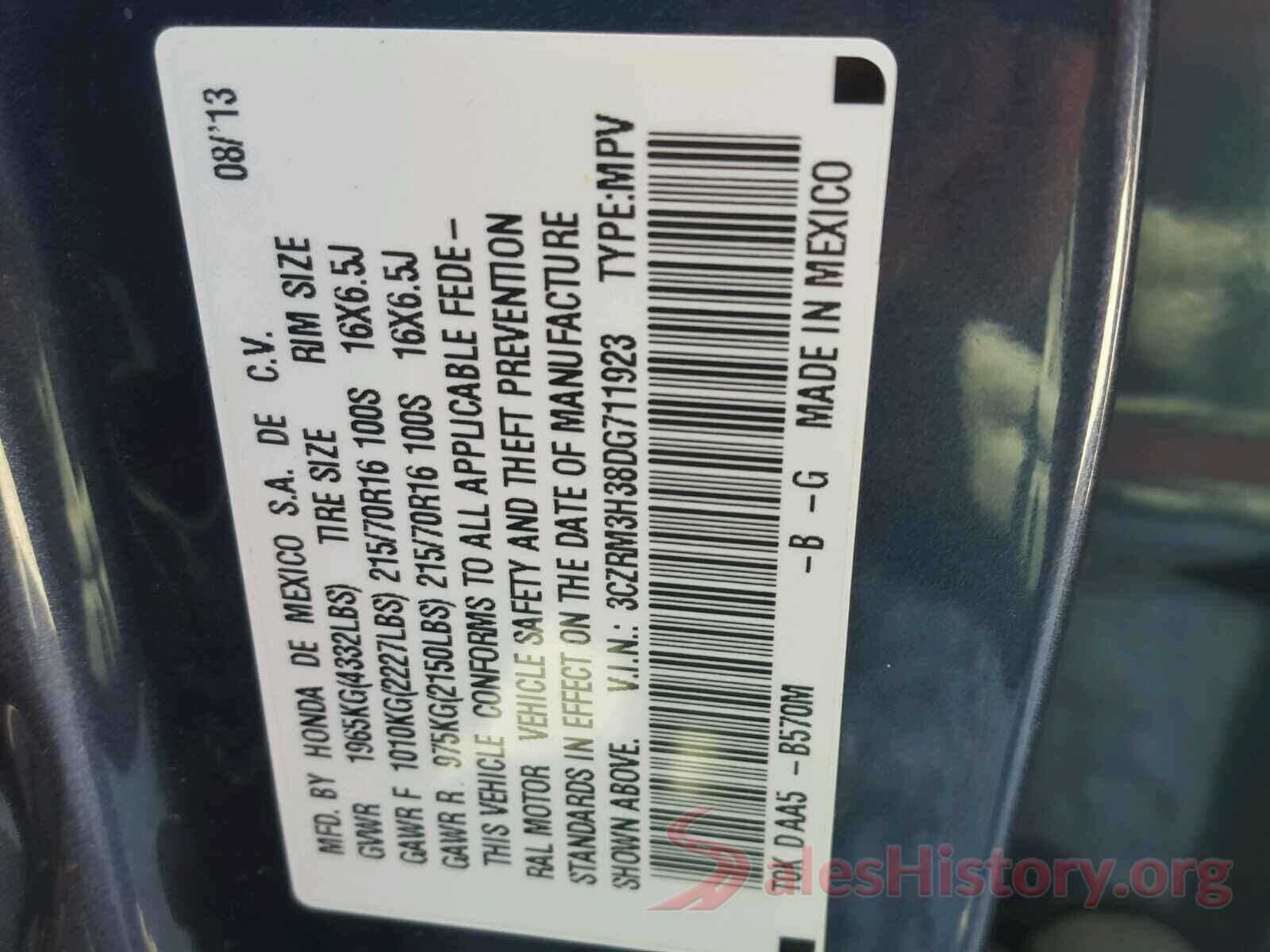 2T3RFREV0HW661890 2013 HONDA CRV