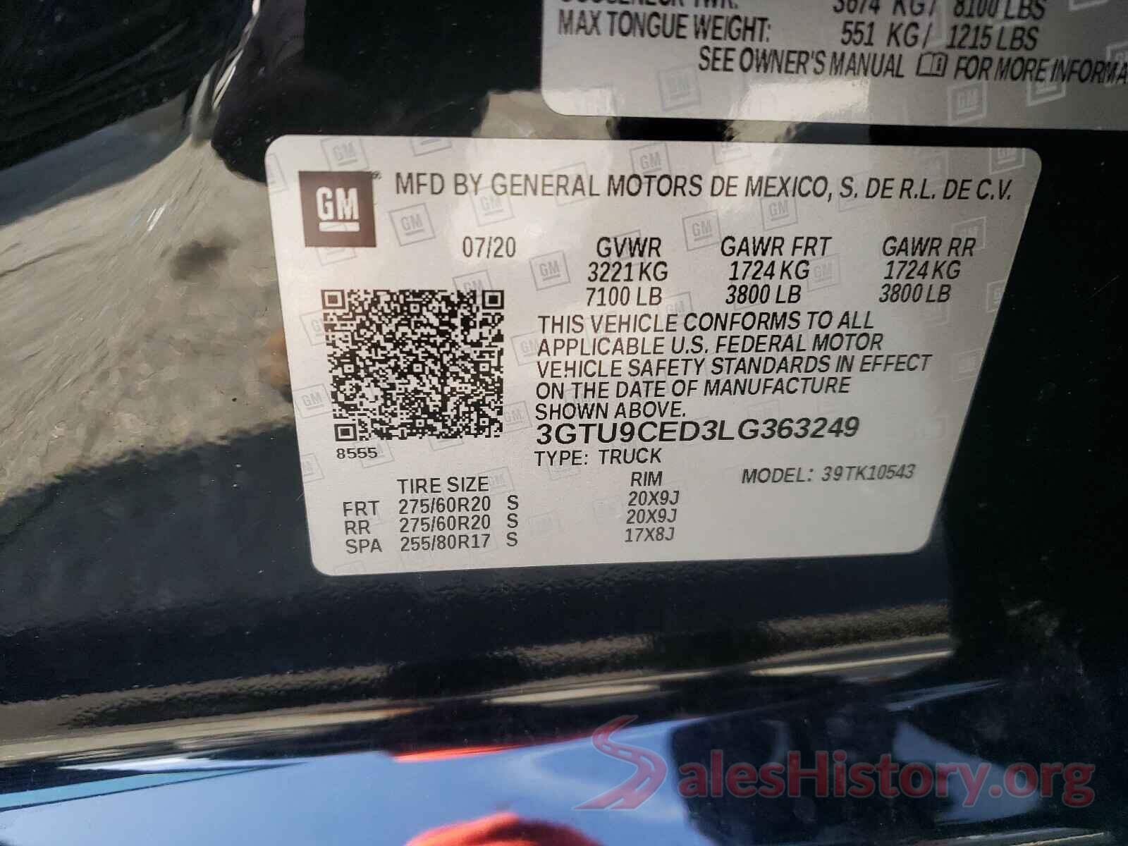 5TFRY5F16GX205188 2020 GMC SIERRA