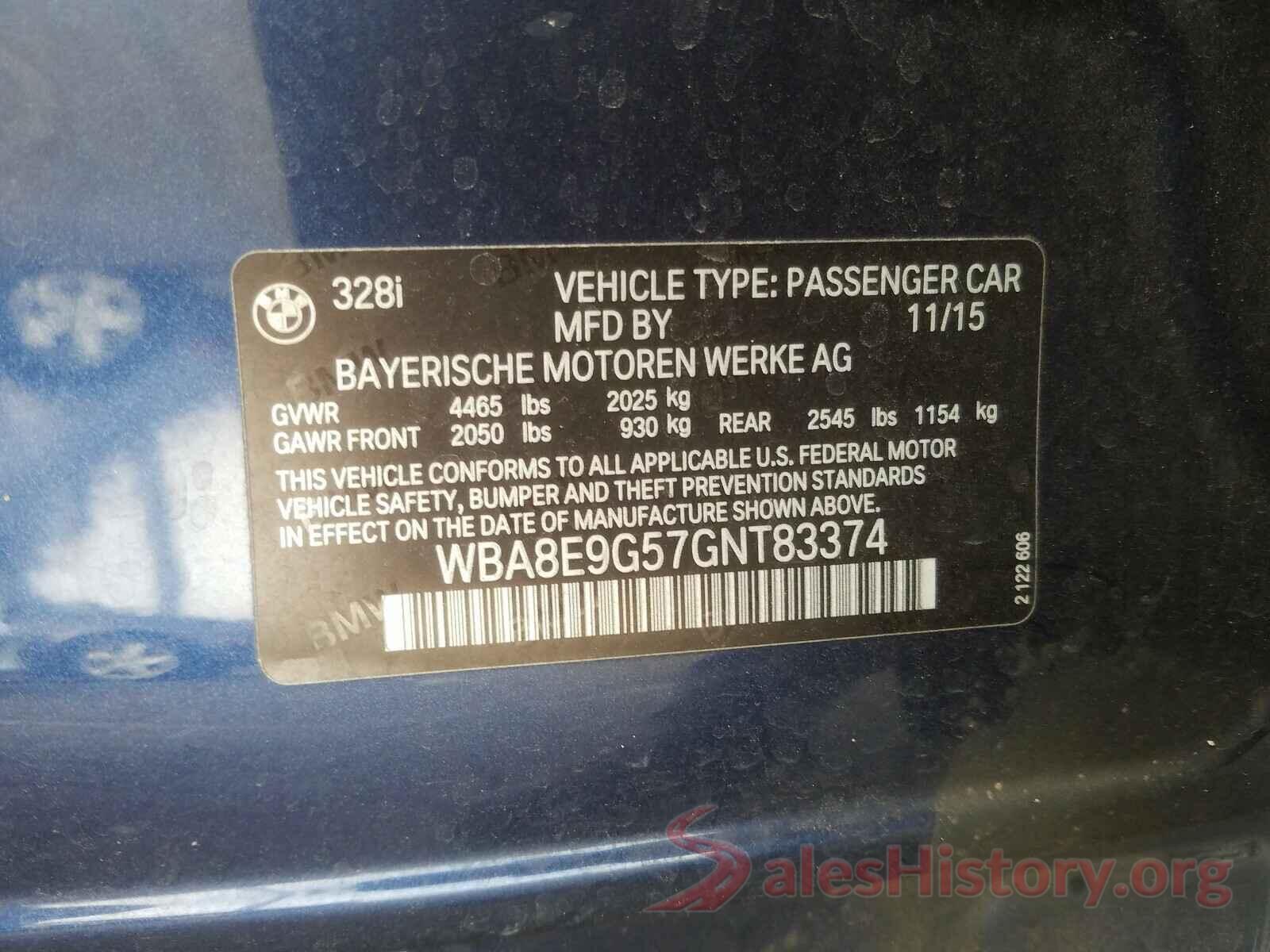 WBA8E9G57GNT83374 2016 BMW 3 SERIES