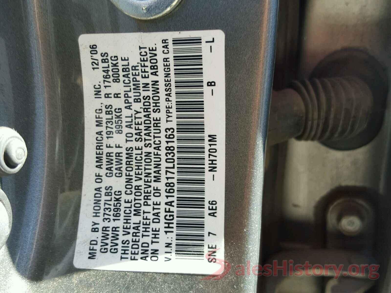 3MYDLBYV6LY709080 2007 HONDA CIVIC