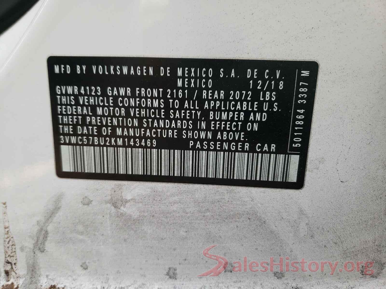 3VWC57BU2KM143469 2019 VOLKSWAGEN JETTA