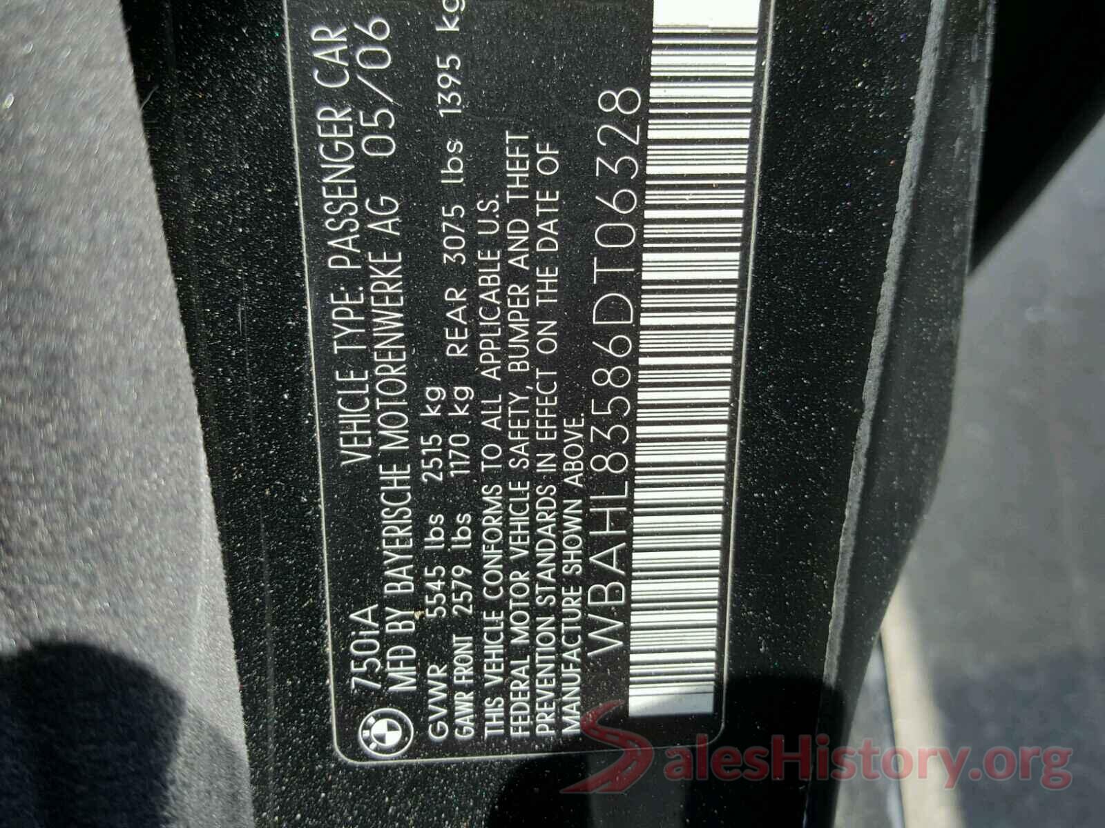 KMHRB8A38LU015962 2006 BMW 7 SERIES