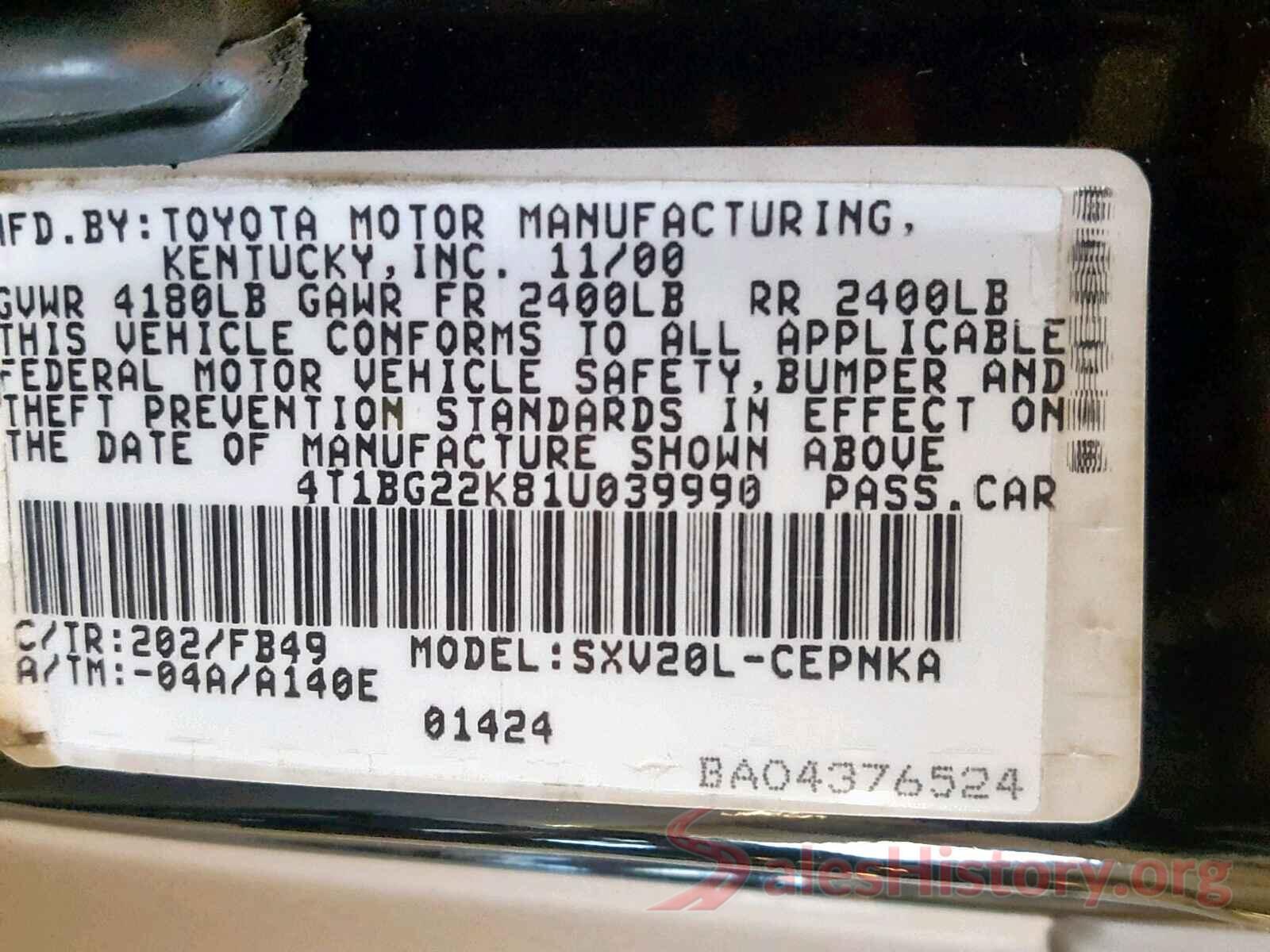 1V2ER2CA8KC539297 2001 TOYOTA CAMRY